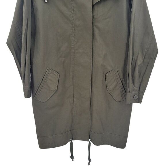 Kenneth Cole GIII Army Green Oversized Trench Raincoat S High Neck Mid Thigh - Picture 7 of 16